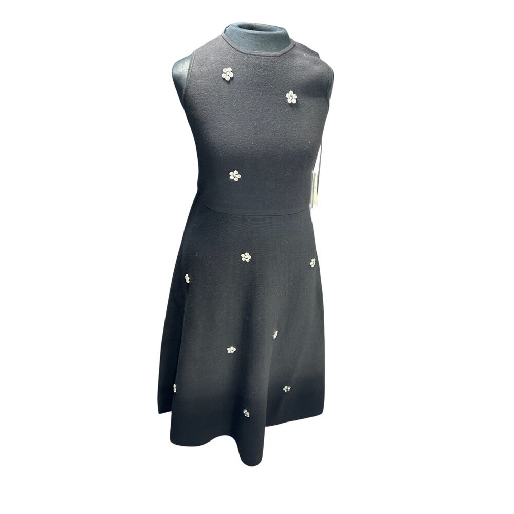 Black Sleeveless Crew Neck Embellished Midi Dress Size M (8-10) By Free Assembly